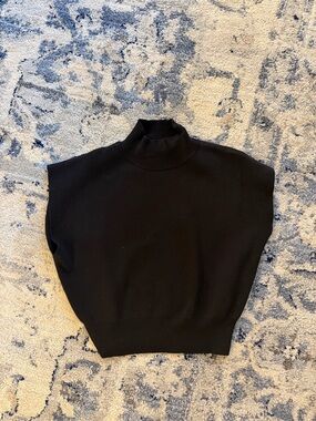 Commense Black Mock Neck Knit Vest